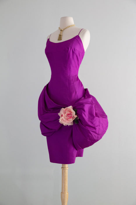 Show-stopping 1950's Shocking Violet Silk Cocktail Dress By Mr. Blackwell / SM
