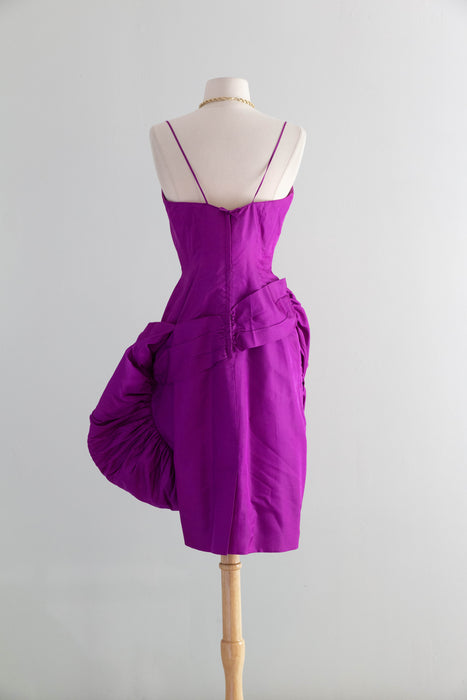Show-stopping 1950's Shocking Violet Silk Cocktail Dress By Mr. Blackwell / SM
