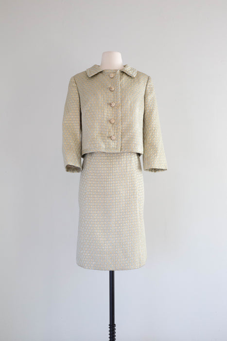 Elegant 1960's Metallic Brocade Dress & Jacket By Hannah Troy / Large ...