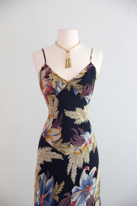 Gorgeous 1990's Rayon Bias Cut 30's Style Dress / S
