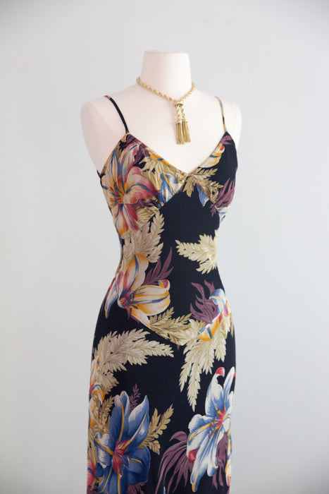Gorgeous 1990's Rayon Bias Cut 30's Style Dress / S