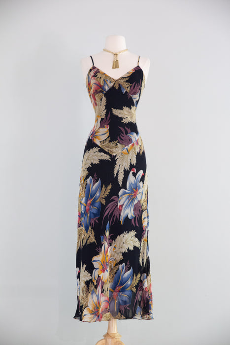 Gorgeous 1990's Rayon Bias Cut 30's Style Dress / S