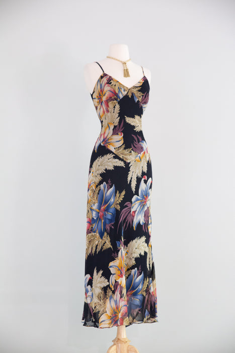 Gorgeous 1990's Rayon Bias Cut 30's Style Dress / S
