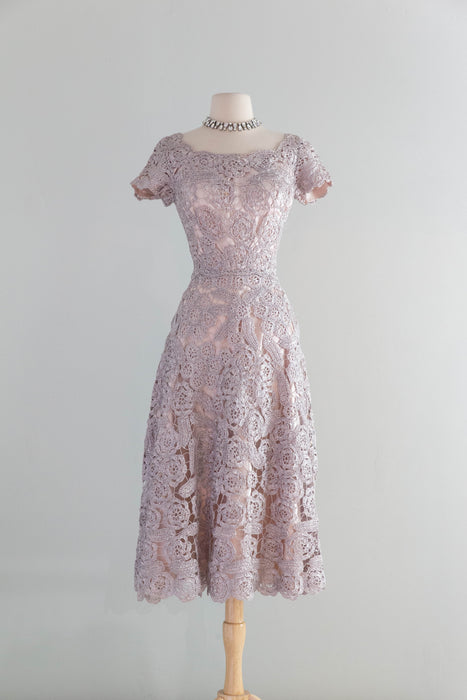 Stunning 1950's Italian Couture Oyster Grey Raffia Dress by Tina Nozzoli / SM