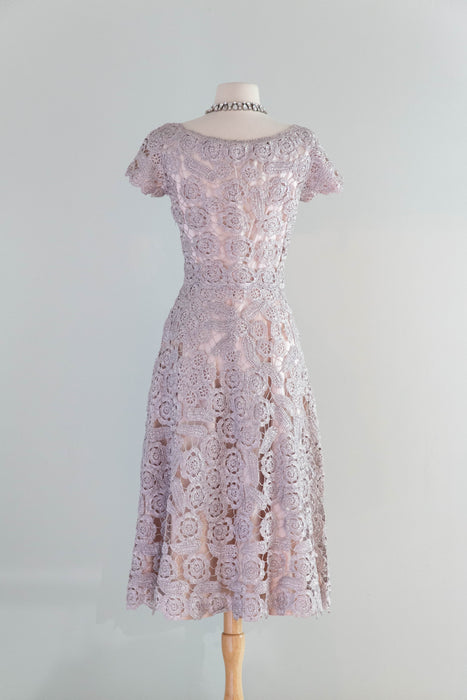 Stunning 1950's Italian Couture Oyster Grey Raffia Dress by Tina Nozzoli / SM