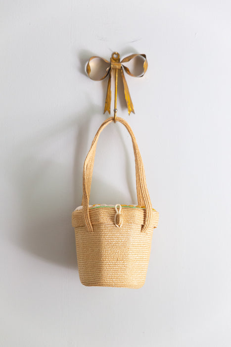 Vintage Woven Straw Handbag by Magid Handbags, Made in Italy