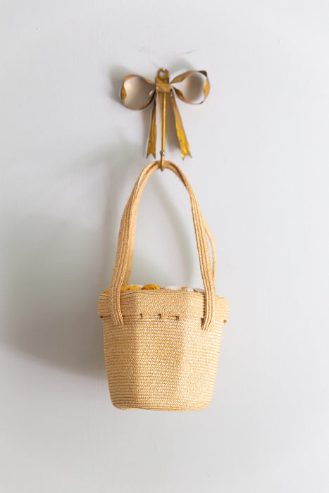 Vintage Woven Straw Handbag by Magid Handbags, Made in Italy
