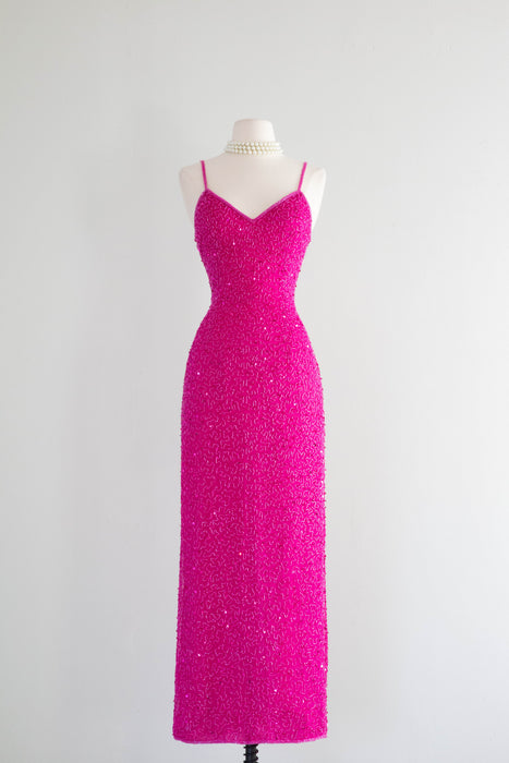Fabulous Vintage Barbie Pink Beaded Evening Gown / Medium Xtabay Vintage Fabulous Vintage Barbie Pink Beaded Evening Gown / Medium Xtabay Vintage