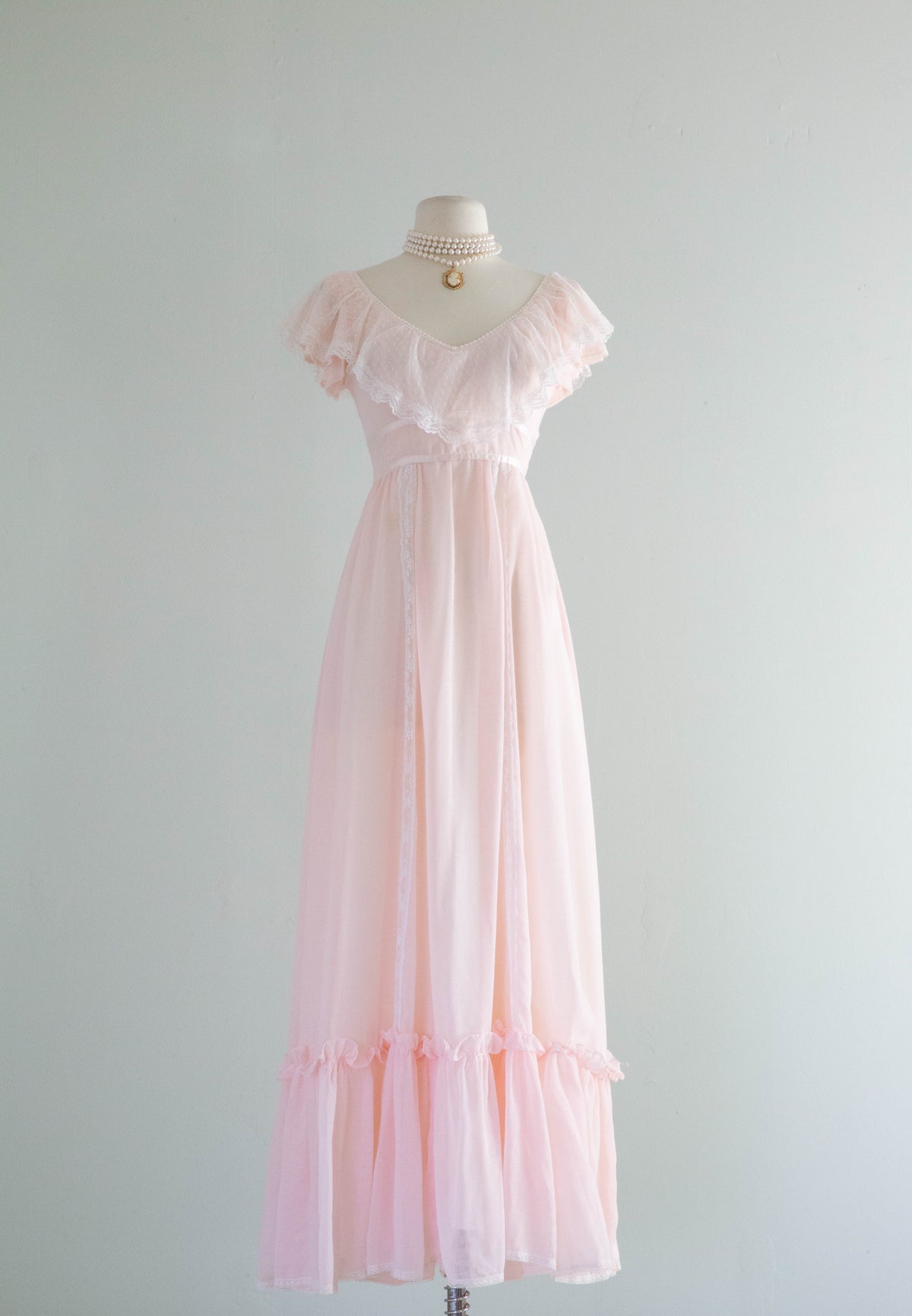 Ethereal 1970's Blushing Pink Gunne Sax Dress / XS Xtabay Vintage Ethereal 1970's Blushing Pink Gunne Sax Dress / XS Xtabay Vintage