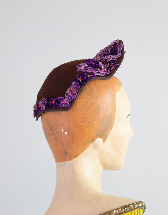 Wonderfully Whimsical 1940's Violet Floral Topper Hat