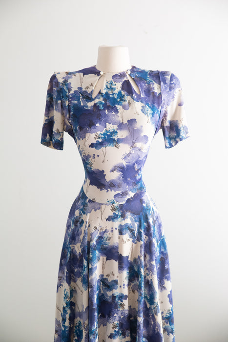 Rare 1940's Jourdelle of Hollywood Originals Rayon Hooded Dress / M