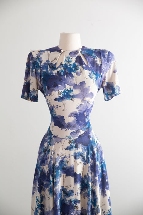 Rare 1940's Jourdelle of Hollywood Originals Rayon Hooded Dress / M