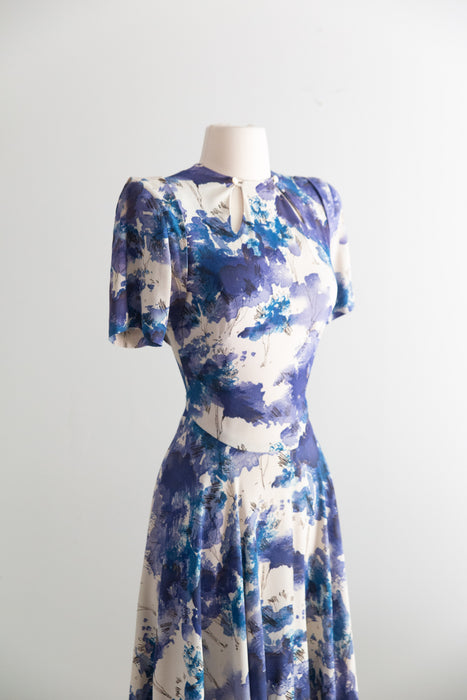Rare 1940's Jourdelle of Hollywood Originals Rayon Hooded Dress / M