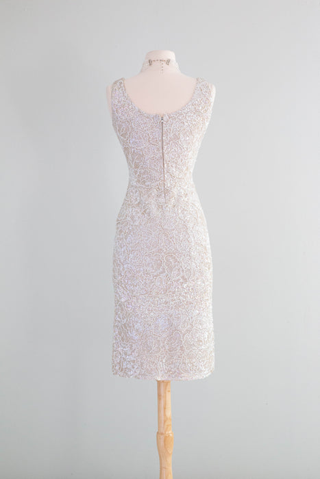 Spectacular 1950's Fully Beaded Knit Cocktail Dress In Iridescent Pear Xtabay Vintage Spectacular 1950's Fully Beaded Knit Cocktail Dress In Iridescent Pear Xtabay Vintage