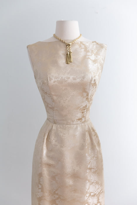 Elegant Late 1950's Chinese Silk Brocade Cocktail Dress & Jacket / S