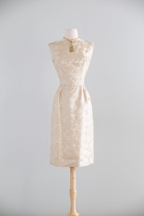 Elegant Late 1950's Chinese Silk Brocade Cocktail Dress & Jacket / S