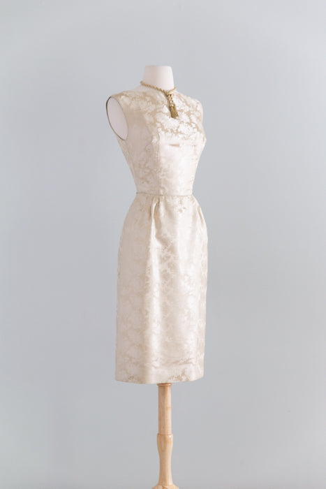 Elegant Late 1950's Chinese Silk Brocade Cocktail Dress & Jacket / S