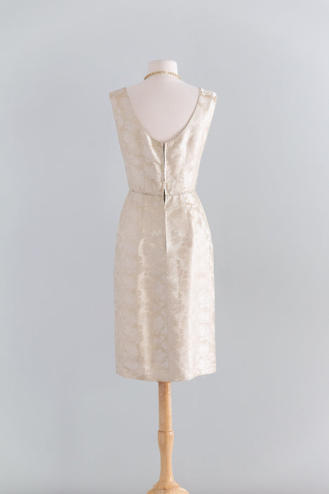 Elegant Late 1950's Chinese Silk Brocade Cocktail Dress & Jacket / S