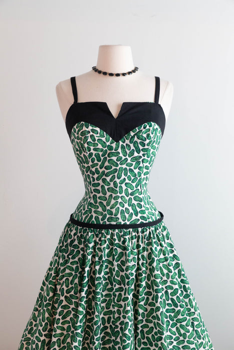 Fabulous 1950's PEANUT Print (not pickles I swear!) Cotton Dress With Matching Jacket / S