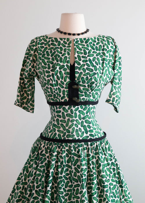 Fabulous 1950's PEANUT Print (not pickles I swear!) Cotton Dress With Matching Jacket / S
