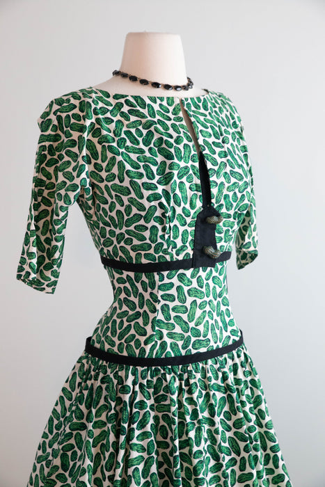 Fabulous 1950's PEANUT Print (not pickles I swear!) Cotton Dress With Matching Jacket / S