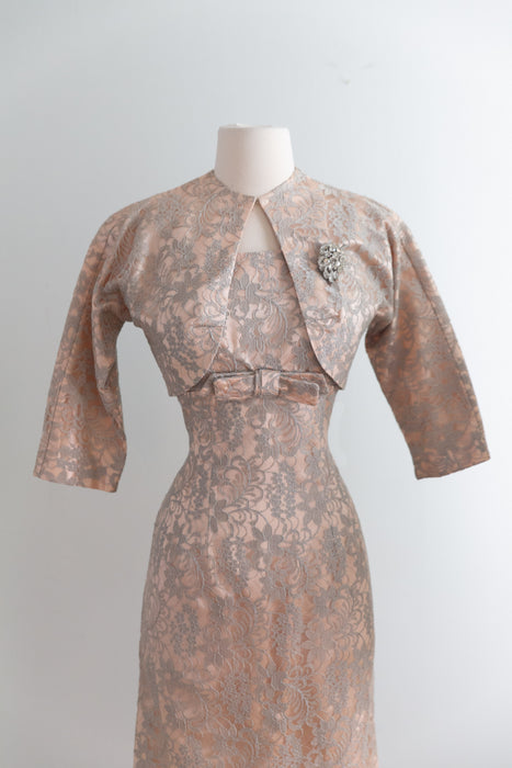 Fabulous 1950's Lace Wiggle Dress With Matching Jacket / SM