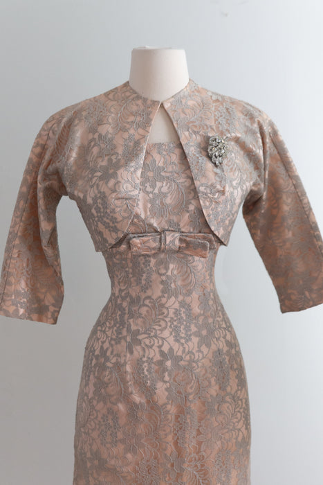Fabulous 1950's Lace Wiggle Dress With Matching Jacket / SM