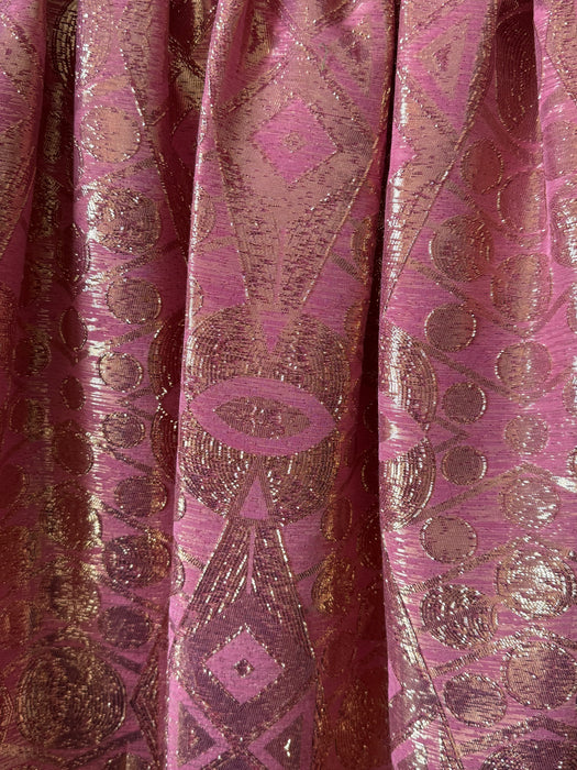 Fabulous 1960's Malcolm Starr Rose Gold Brocade Cocktail Dress / M