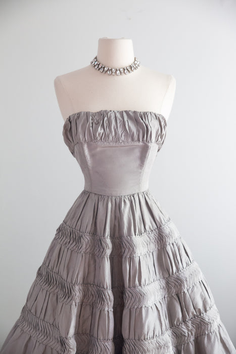 Exquisite 1950's Silk Taffeta Party Dress With Matching Jacket From I.Magnin / S
