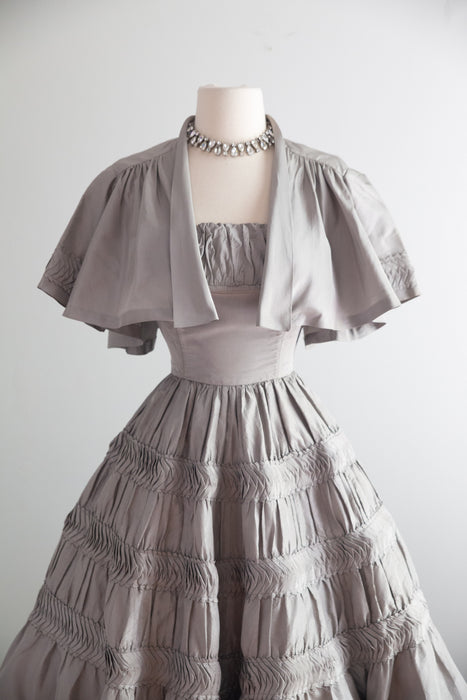 Exquisite 1950's Silk Taffeta Party Dress With Matching Jacket From I.Magnin / S