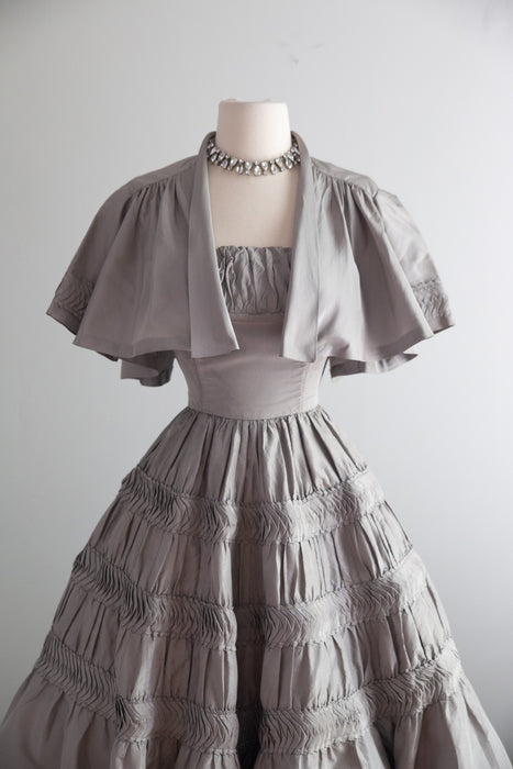 Exquisite 1950's Silk Taffeta Party Dress With Matching Jacket From I.Magnin / S