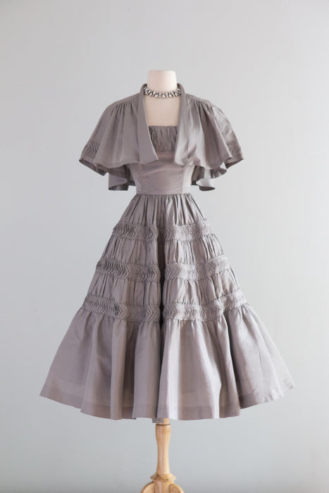 Exquisite 1950's Silk Taffeta Party Dress With Matching Jacket From I.Magnin / S