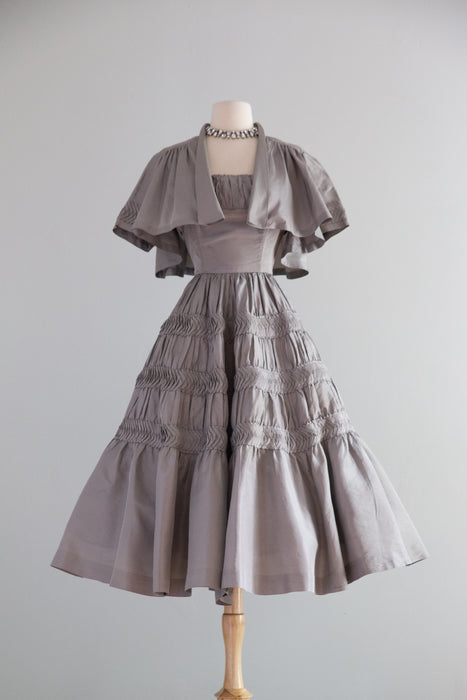 Exquisite 1950's Silk Taffeta Party Dress With Matching Jacket From I.Magnin / S
