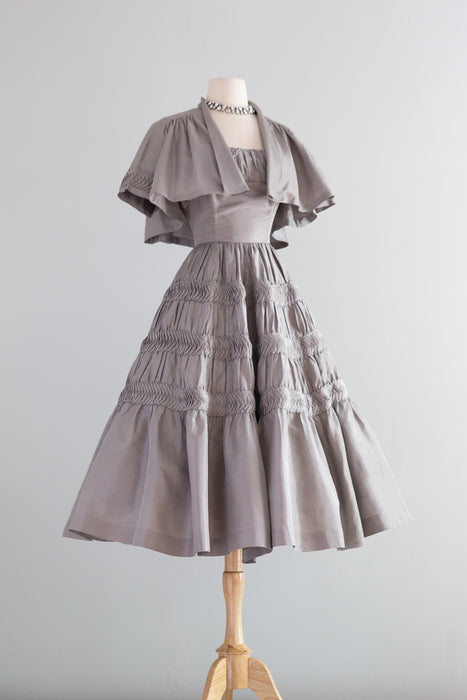 Exquisite 1950's Silk Taffeta Party Dress With Matching Jacket From I.Magnin / S