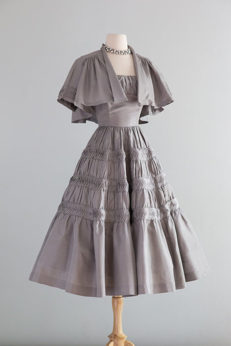 Exquisite 1950's Silk Taffeta Party Dress With Matching Jacket From I.Magnin / S