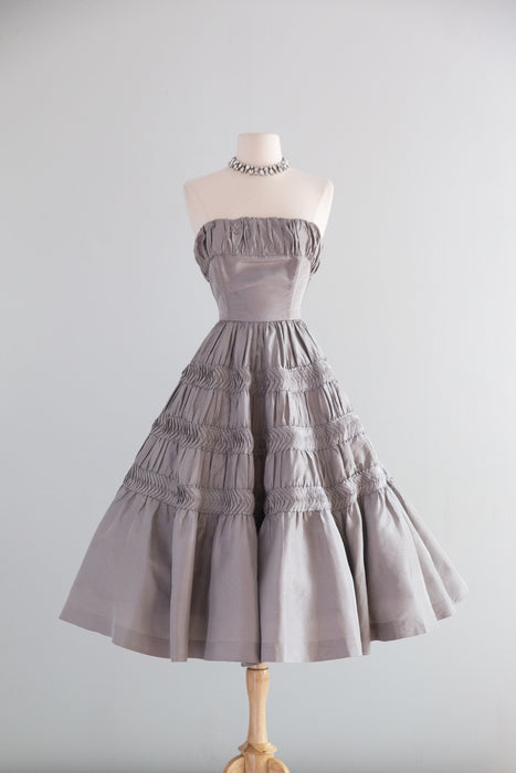 Exquisite 1950's Silk Taffeta Party Dress With Matching Jacket From I.Magnin / S