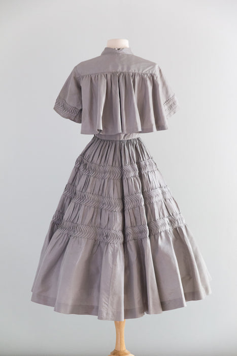 Exquisite 1950's Silk Taffeta Party Dress With Matching Jacket From I.Magnin / S