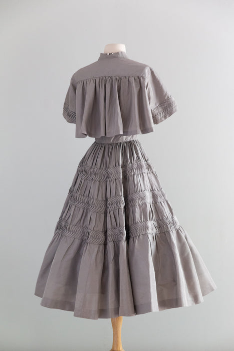 Exquisite 1950's Silk Taffeta Party Dress With Matching Jacket From I.Magnin / S