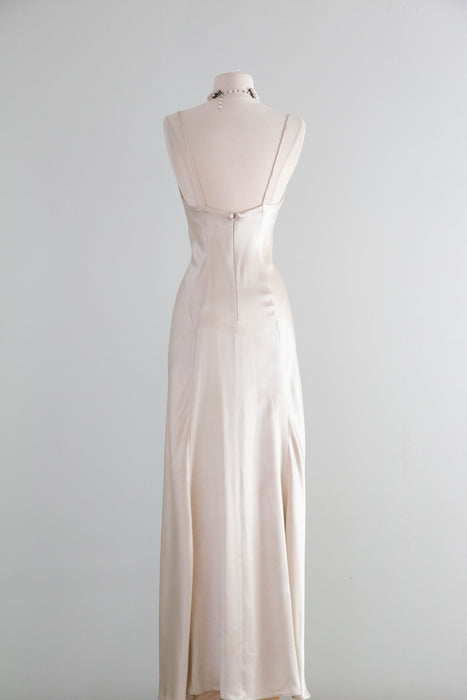 Sublime 1990's Plein Sud Oyster Satin Bias Cut Liquid Satin Gown / SM