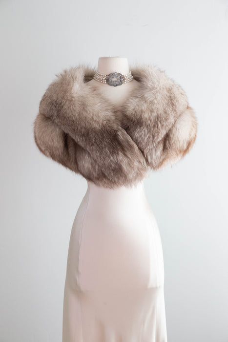 Glamorous 1950's Norwegian Silver Fox Fur Wrap From Bonwit Teller / OS