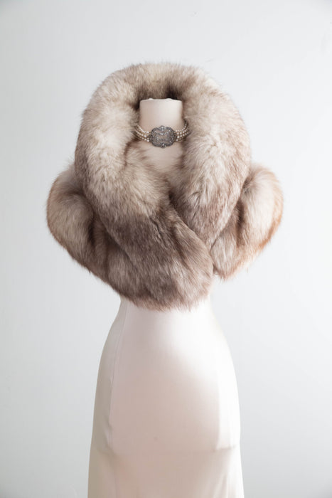 Glamorous 1950's Norwegian Silver Fox Fur Wrap From Bonwit Teller / OS