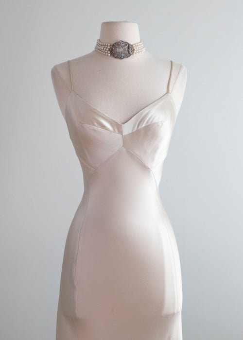 Sublime 1990's Plein Sud Oyster Satin Bias Cut Liquid Satin Gown / SM