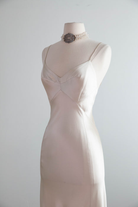 Sublime 1990's Plein Sud Oyster Satin Bias Cut Liquid Satin Gown / SM