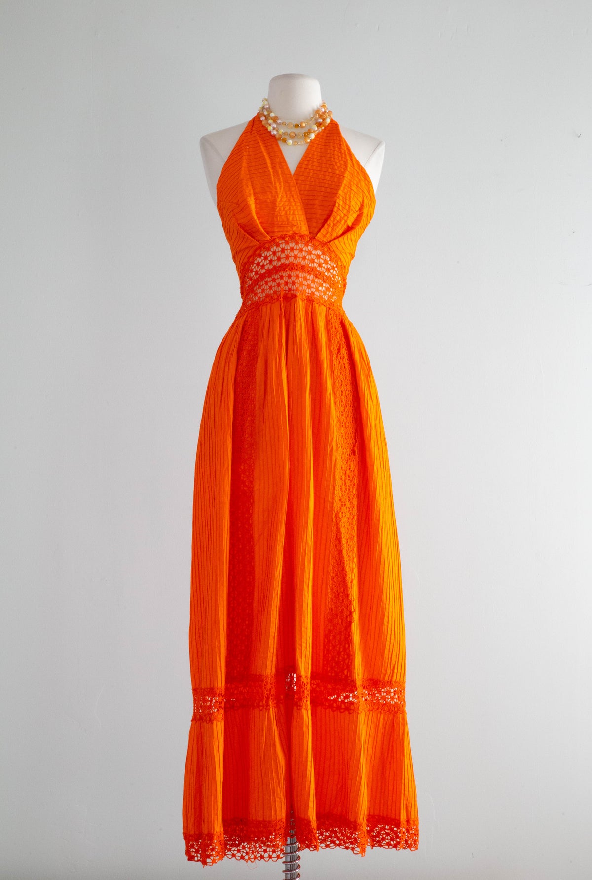vintage dresses orange county Fabulous 1970's Crush Mexican Halter Gown / Medium – Xtabay Tony bowls strapless purple Color:Pink 1 #sb14421-dark-red The Hollow to Floor
