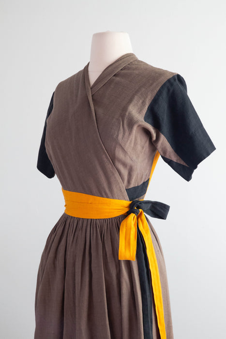 Iconic 1950's Claire McCardell For Townley Color Block Wrap Dress / Small