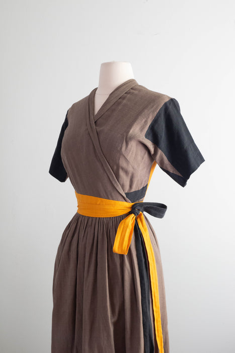 Iconic 1950's Claire McCardell For Townley Color Block Wrap Dress / Small