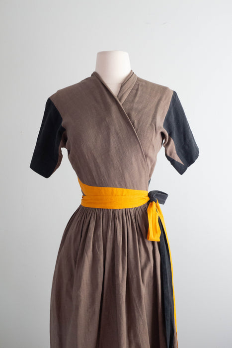 Iconic 1950's Claire McCardell For Townley Color Block Wrap Dress / Small