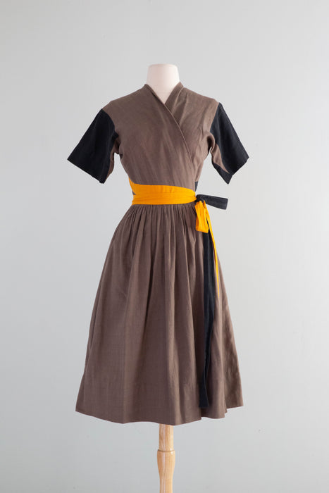 Iconic 1950's Claire McCardell For Townley Color Block Wrap Dress / Small