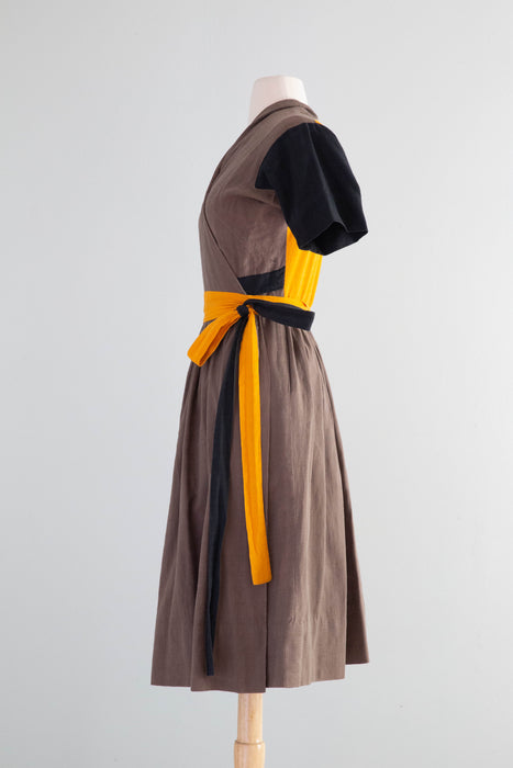 Iconic 1950's Claire McCardell For Townley Color Block Wrap Dress / Small