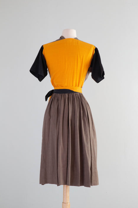 Iconic 1950's Claire McCardell For Townley Color Block Wrap Dress / Small